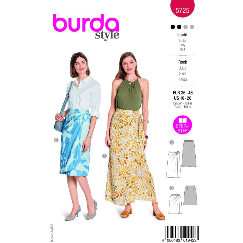 Patron Burda 5725 - Jupe féminine polyvalente