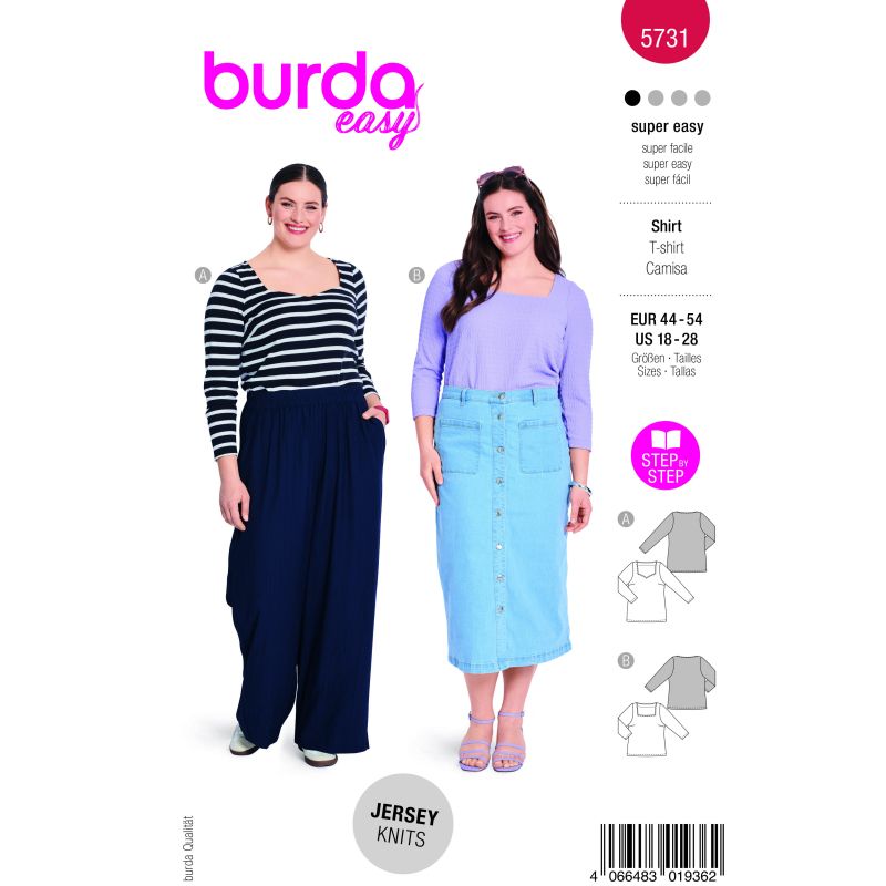 Patron Burda 5731 - T-shirt féminin polyvalent