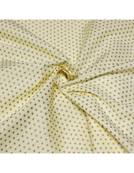 Popeline 100% coton - Étoile dorée fond jaune