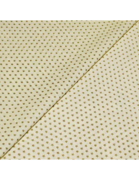 Popeline 100% coton - Étoile dorée fond jaune