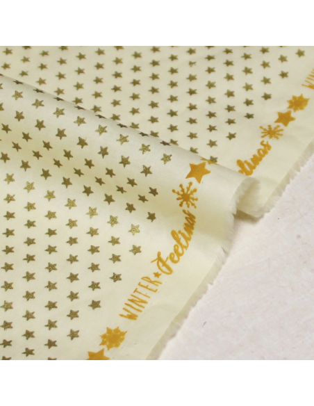 Popeline 100% coton - Étoile dorée fond jaune
