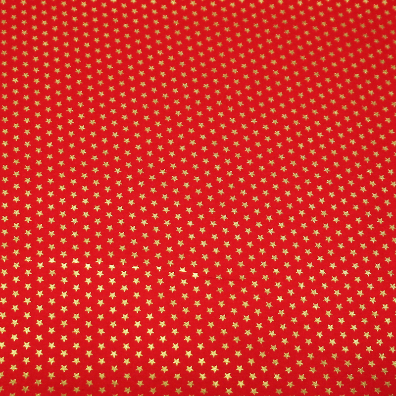 Popeline 100% coton - Étoile dorée fond rouge