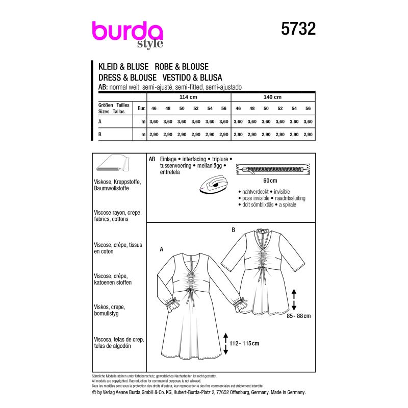 Patron Burda 5732 - Robe et blouse polyvalentes