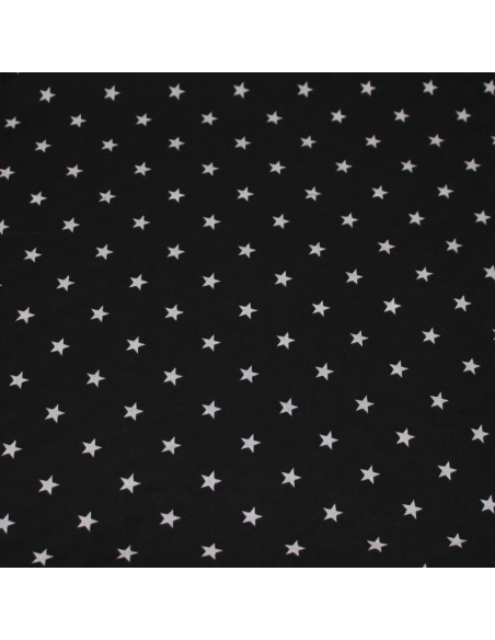 Popeline 100% coton - Étoile grise fond noir
