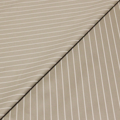 Gabardine sergé croisé coton & élasthanne - Rayures blanches fond beige