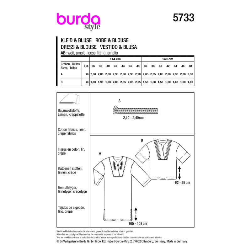 Patron Burda 5733 - Robe portefeuille élégante