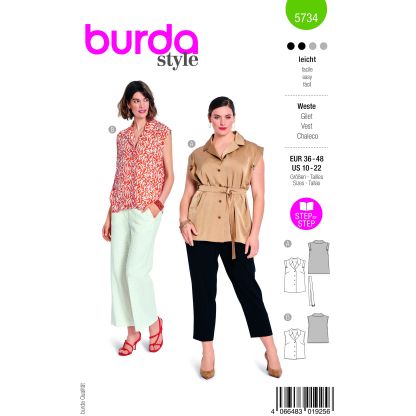 Patron Burda 5734 - Blouse façon gilet sans manches