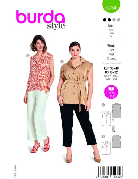 Patron Burda 5734 - Blouse façon gilet sans manches