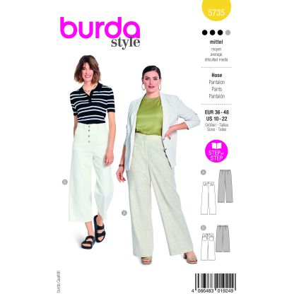 Patron Burda 5735 - Pantalon évasé en deux longueurs