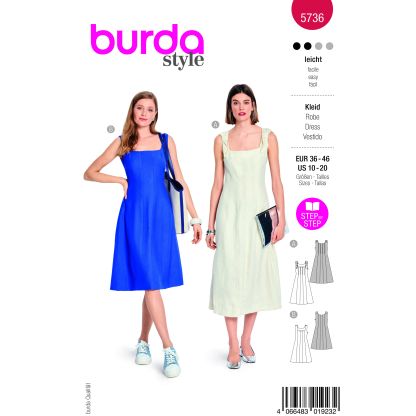 Patron Burda 5736 - Robe élégante à manches courtes