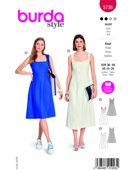 Patron Burda 5736 - Robe élégante à manches courtes