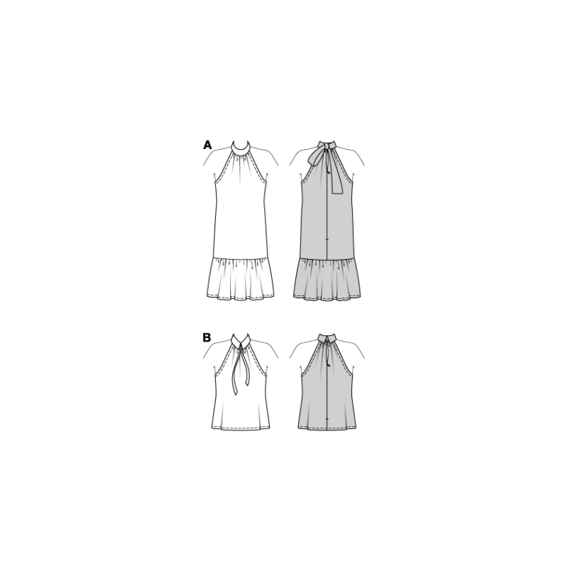 Patron Burda 5737 - Robe et haut à col licou avec volant XL