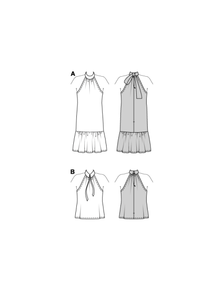 Patron Burda 5737 - Robe et haut à col licou avec volant XL