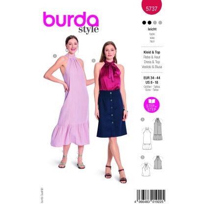 Patron Burda 5737 - Robe et haut à col licou avec volant XL