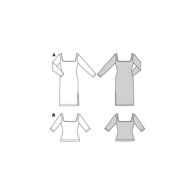 Patron Burda 5738 - Robe et t-shirt à large encolure