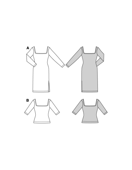 Patron Burda 5738 - Robe et t-shirt à large encolure