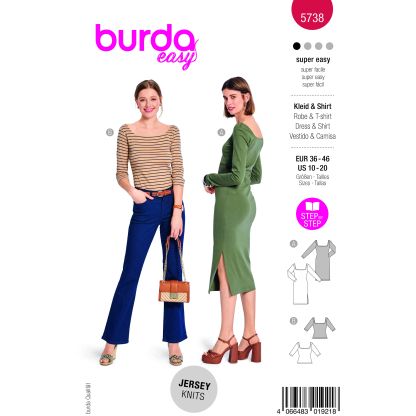 Patron Burda 5738 - Robe et t-shirt à large encolure