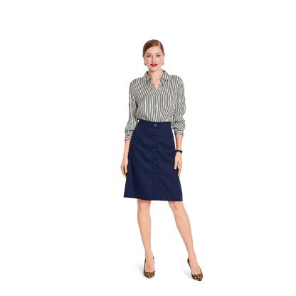 Patron Burda 5739 - Jupe évasée à patte de boutonnage 2