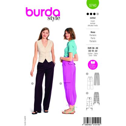 Patron Burda 5740 - Pantalon moderne avec cordon de serrage