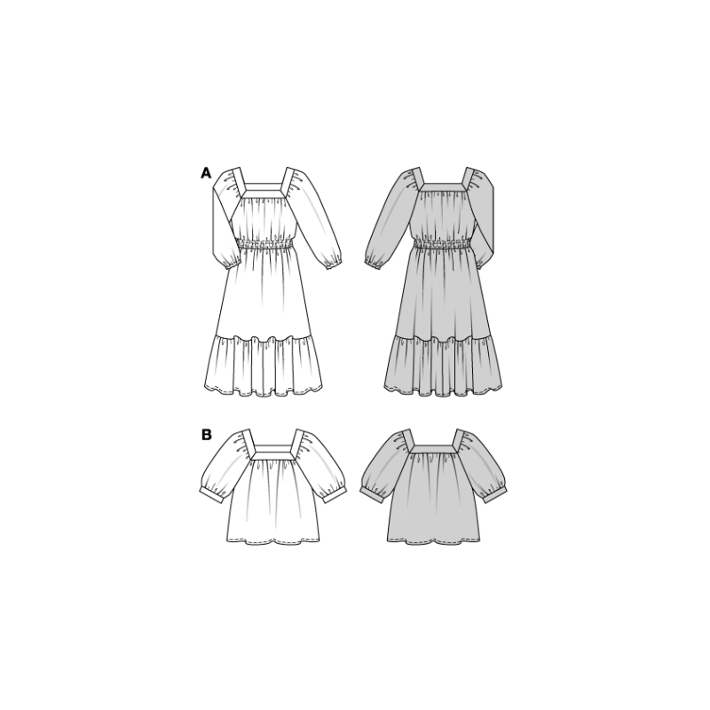 Patron Burda 5741 - Robe et blouse à manches raglan et volant