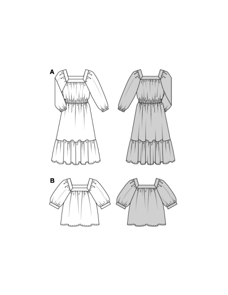 Patron Burda 5741 - Robe et blouse à manches raglan et volant