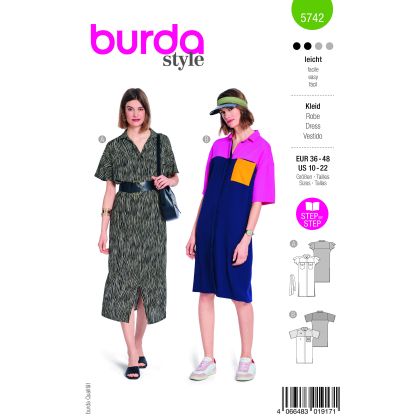 Patron Burda 5742 - Robe chemise élégante