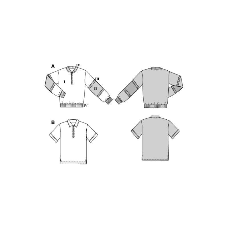 Patron Burda 5744 - Pull-over et t-shirt pour homme au style rétro