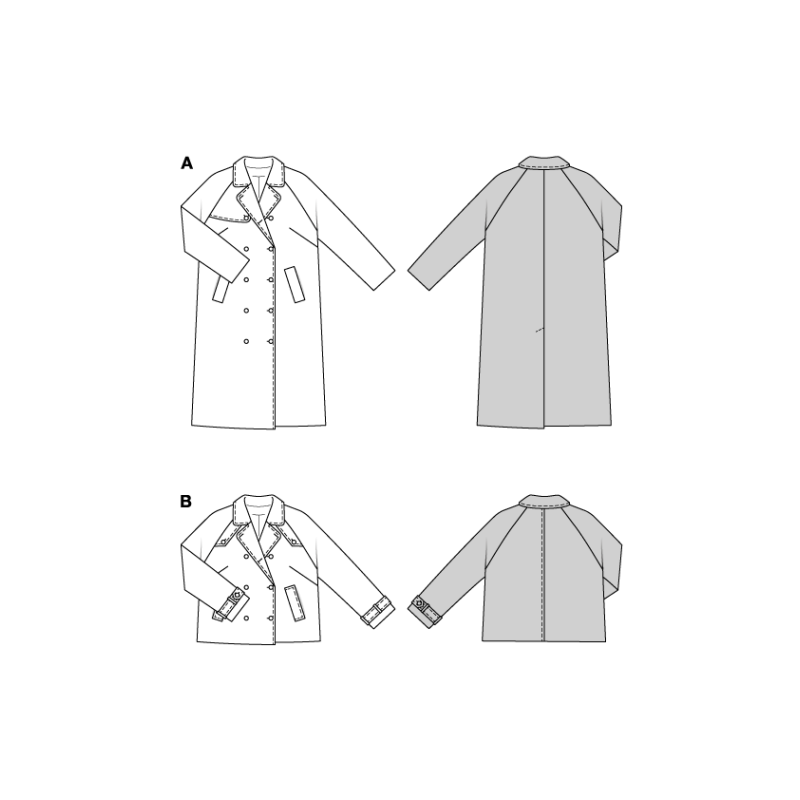 Patron Burda 5747 - Manteau et veste trench-coat pour silhouettes curvy