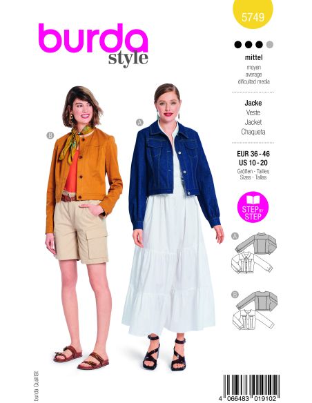 Patron Burda 5749 - Vestes décontractées à boutons