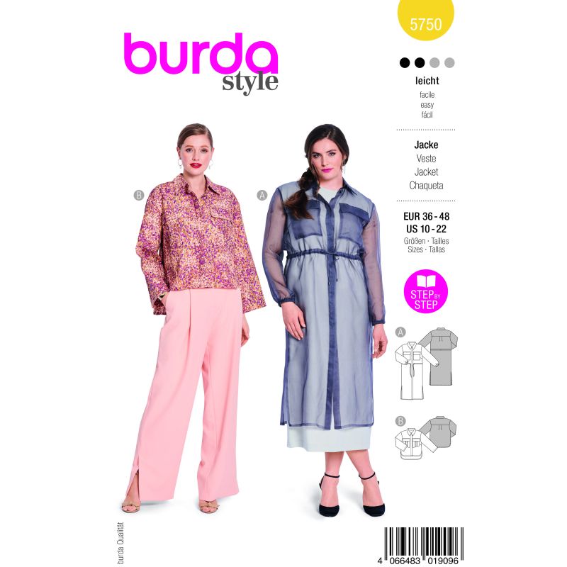 Patron Burda 5750 - Veste tendance à poches XL