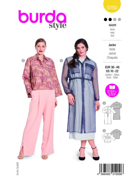 Patron Burda 5750 - Veste tendance à poches XL