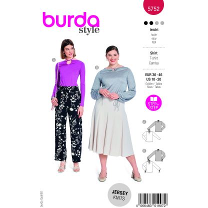 Patron Burda 5752 - T-shirts élégants avec détails raffinés