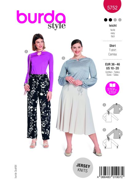 Patron Burda 5752 - T-shirts élégants avec détails raffinés