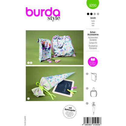 Patron Burda n°9200 - Accessoires scolaires pratiques