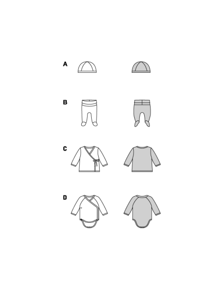 Patron Burda 9204 - Ensemble bébé confortable
