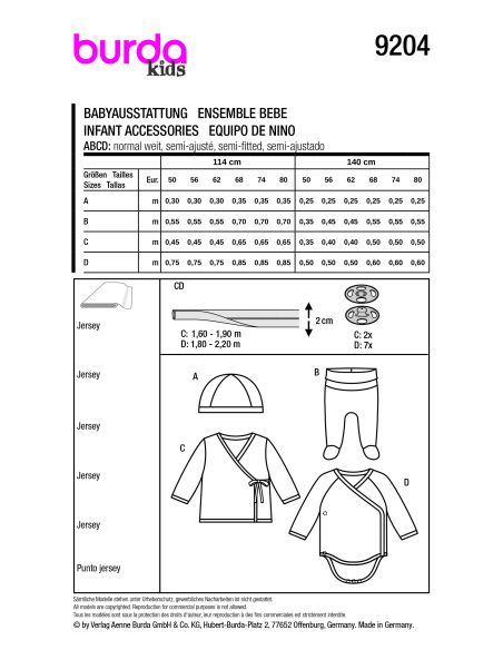 Patron Burda 9204 - Ensemble bébé confortable