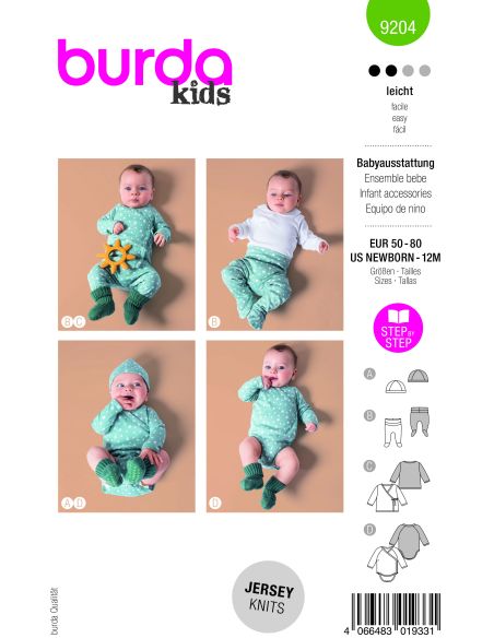 Patron Burda 9204 - Ensemble bébé confortable