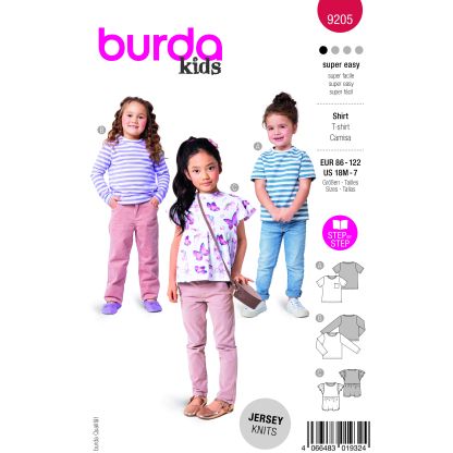 Patron Burda 9205 - T-shirts pour enfants avec variations créatives