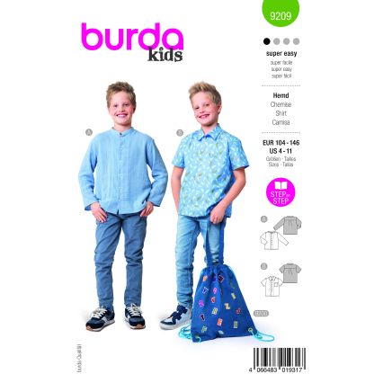 Patron Burda 9209 - Chemise pour enfants avec variations stylées