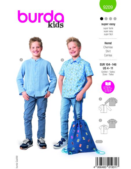 Patron Burda 9209 - Chemise pour enfants avec variations stylées
