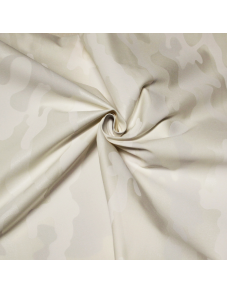 Gabardine coton & élasthanne - Millitaire ton-sur-ton blanc cassé