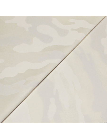 Gabardine coton & élasthanne - Millitaire ton-sur-ton blanc cassé