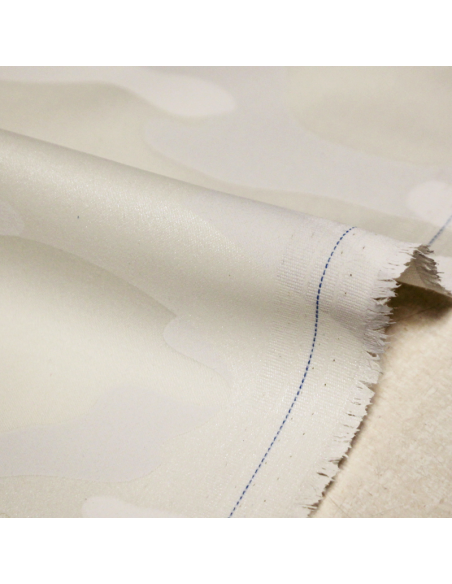 Gabardine coton & élasthanne - Millitaire ton-sur-ton blanc cassé