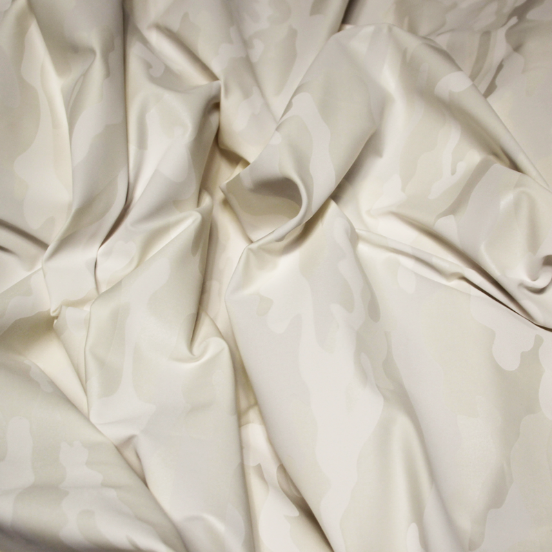 Gabardine coton & élasthanne - Millitaire ton-sur-ton blanc cassé