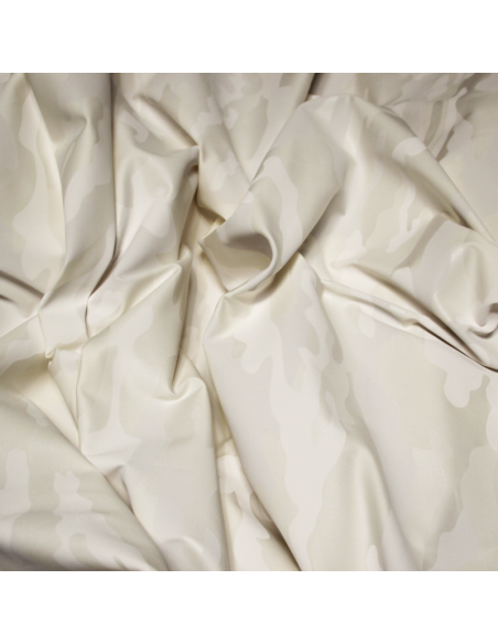 Gabardine coton & élasthanne - Millitaire ton-sur-ton blanc cassé