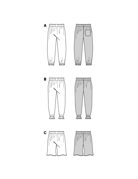 Patron Burda 9211 - Pantalon et short pour enfants avec taille élastiquée