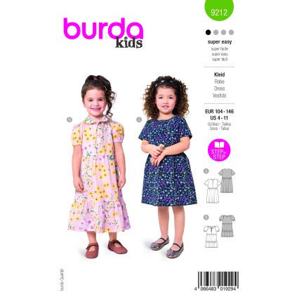Patron Burda 9212 - Robe pour fillettes avec variations charmantes