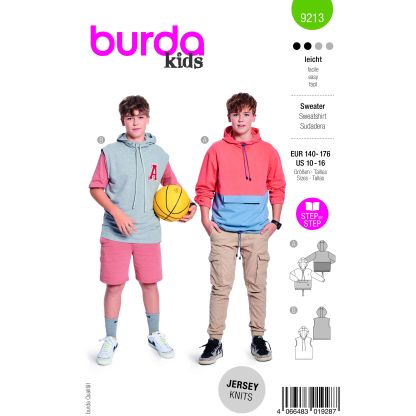 Patron Burda 9213 - Sweat-shirt pour enfants avec variations tendance