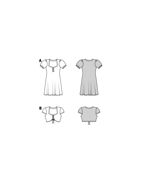Patron Burda 9214 - Robe et top pour enfants avec détails modernes