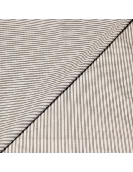 Popeline 100% coton - Rayé gris et blanc